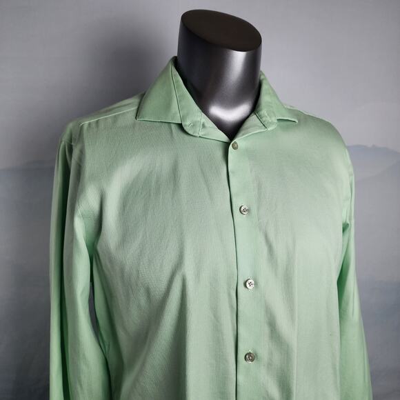 Calvin Klein Slim Fit Non-Iron Green Dress Shirt | Men's 34-35 - Picture 2 of 12